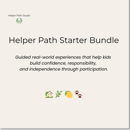 Helper Path Starter Bundle cover featuring guided real-world participation experiences for kids.